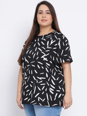 round neck printed top - 17415515 - Standard Image - 2