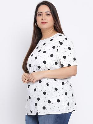 round neck polka dot top - 17415516 - Standard Image - 2