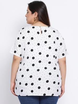 round neck polka dot top - 17415516 - Standard Image - 3
