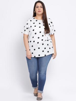 round neck polka dot top - 17415516 - Standard Image - 4