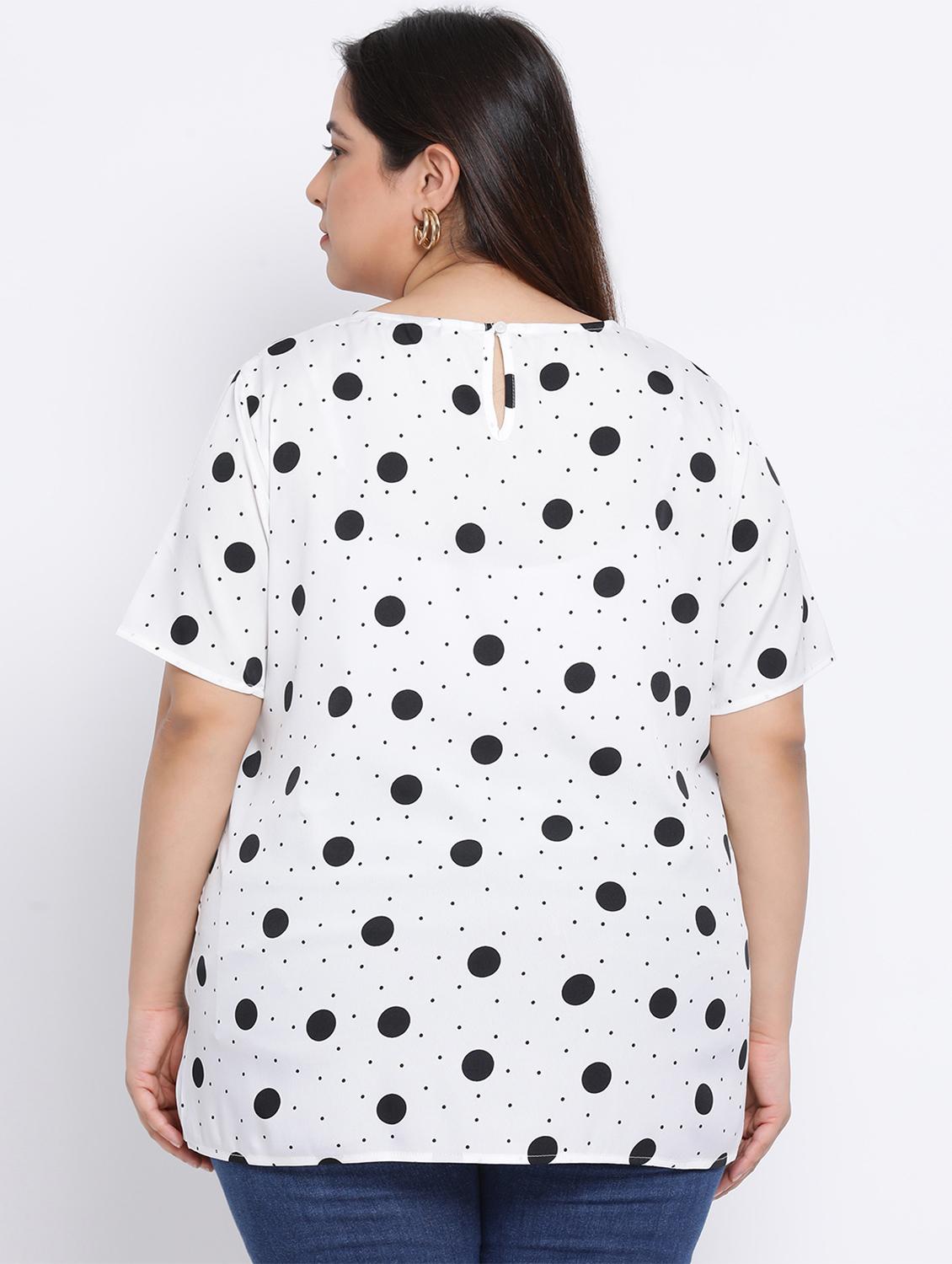 round neck polka dot top - 17415516 - Zoom Image - 3