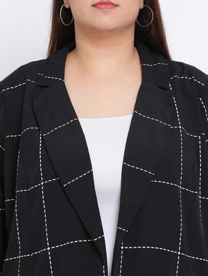lapel neck checkered blazer - 17415519 - Standard Image - 4