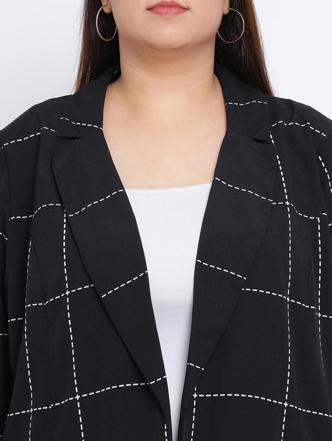 lapel neck checkered blazer - 17415519 - Zoom Image - 4