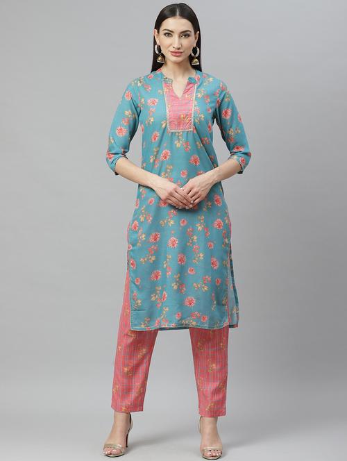floral kurta pant set - 17415575 - Standard Image - 1