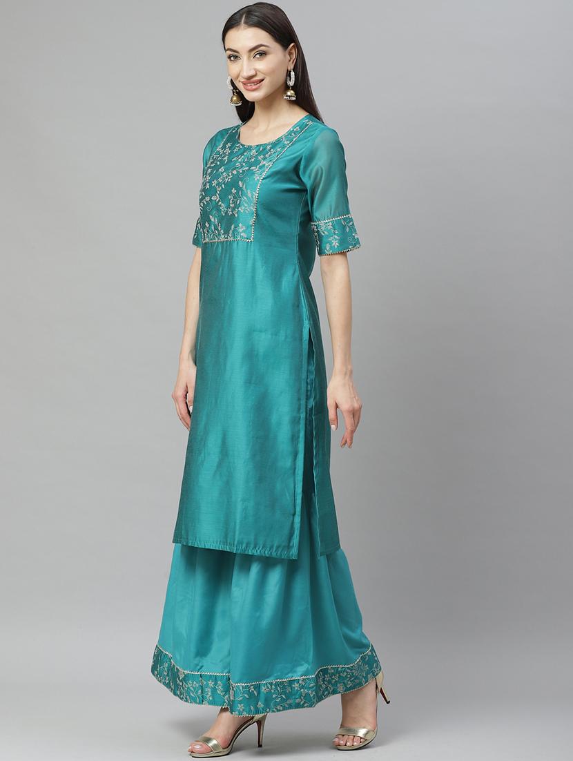 floral kurta palazzo set - 17415579 - Zoom Image - 2