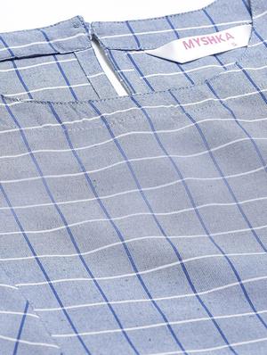round neck checkered tunic - 17415696 - Standard Image - 4