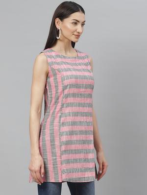 round neck striped tunic - 17415697 - Standard Image - 2