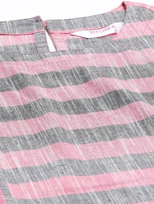 round neck striped tunic - 17415697 - Standard Image - 4