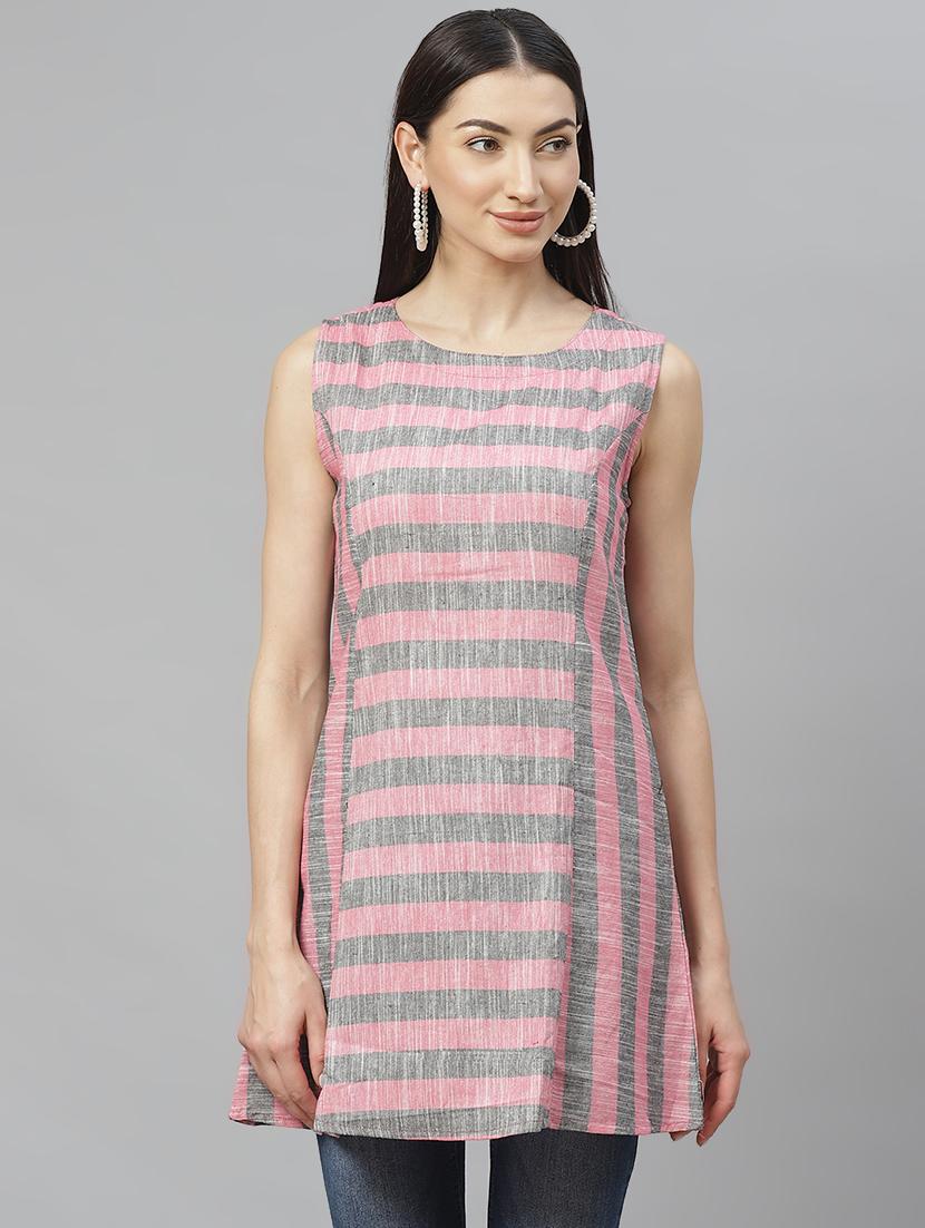 round neck striped tunic - 17415697 - Zoom Image - 1