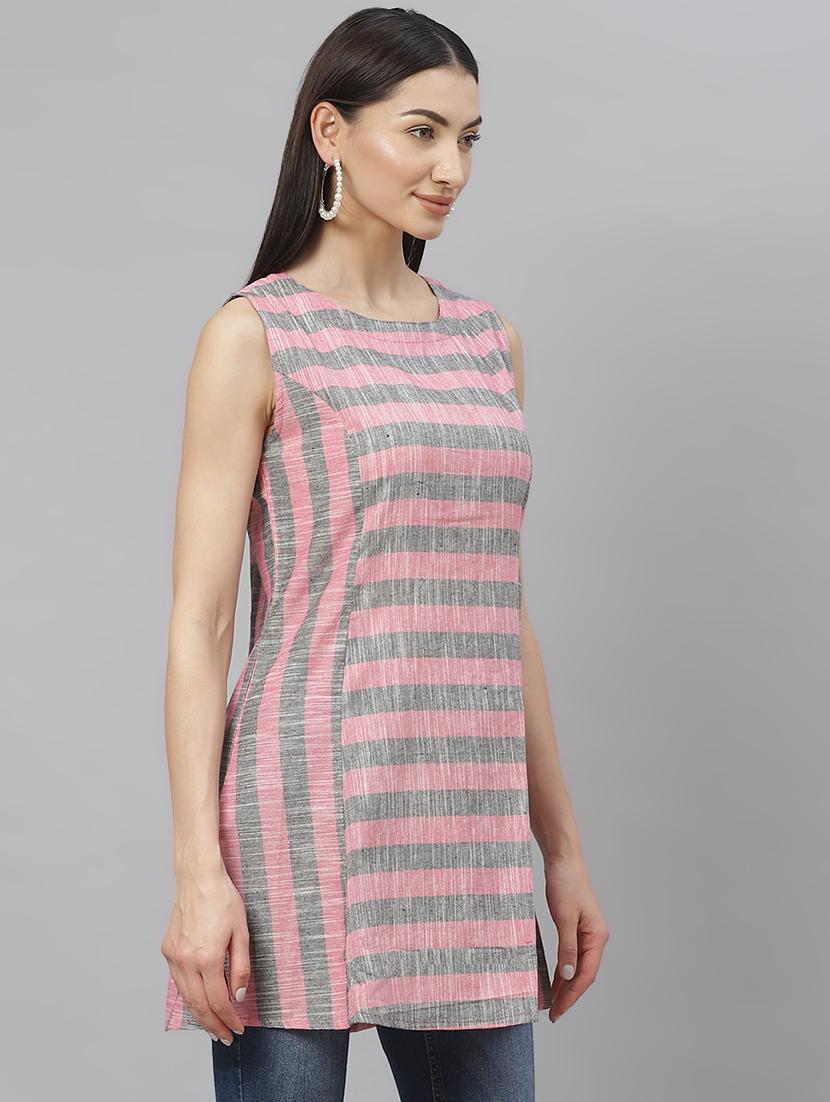 round neck striped tunic - 17415697 - Zoom Image - 2