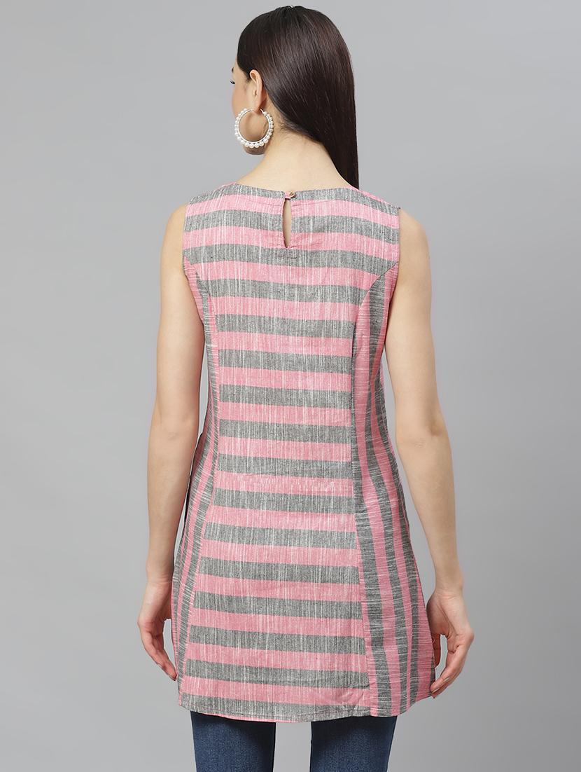 round neck striped tunic - 17415697 - Zoom Image - 3