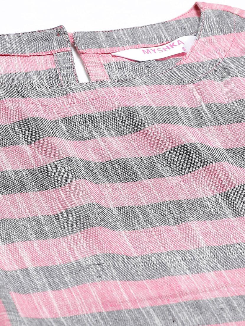 round neck striped tunic - 17415697 - Zoom Image - 4