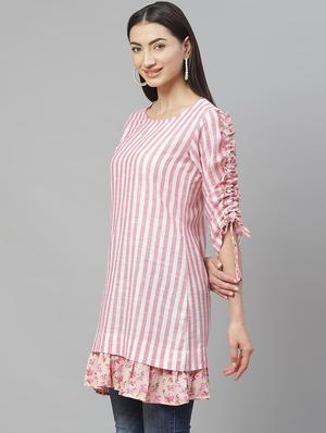 frill detail striped top - 17415699 - Standard Image - 2