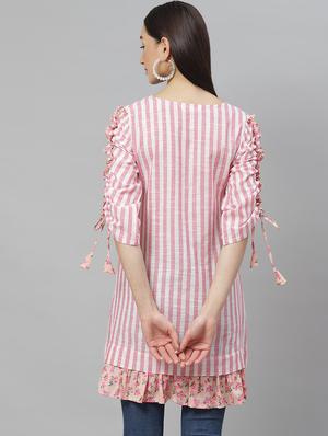 frill detail striped top - 17415699 - Standard Image - 3