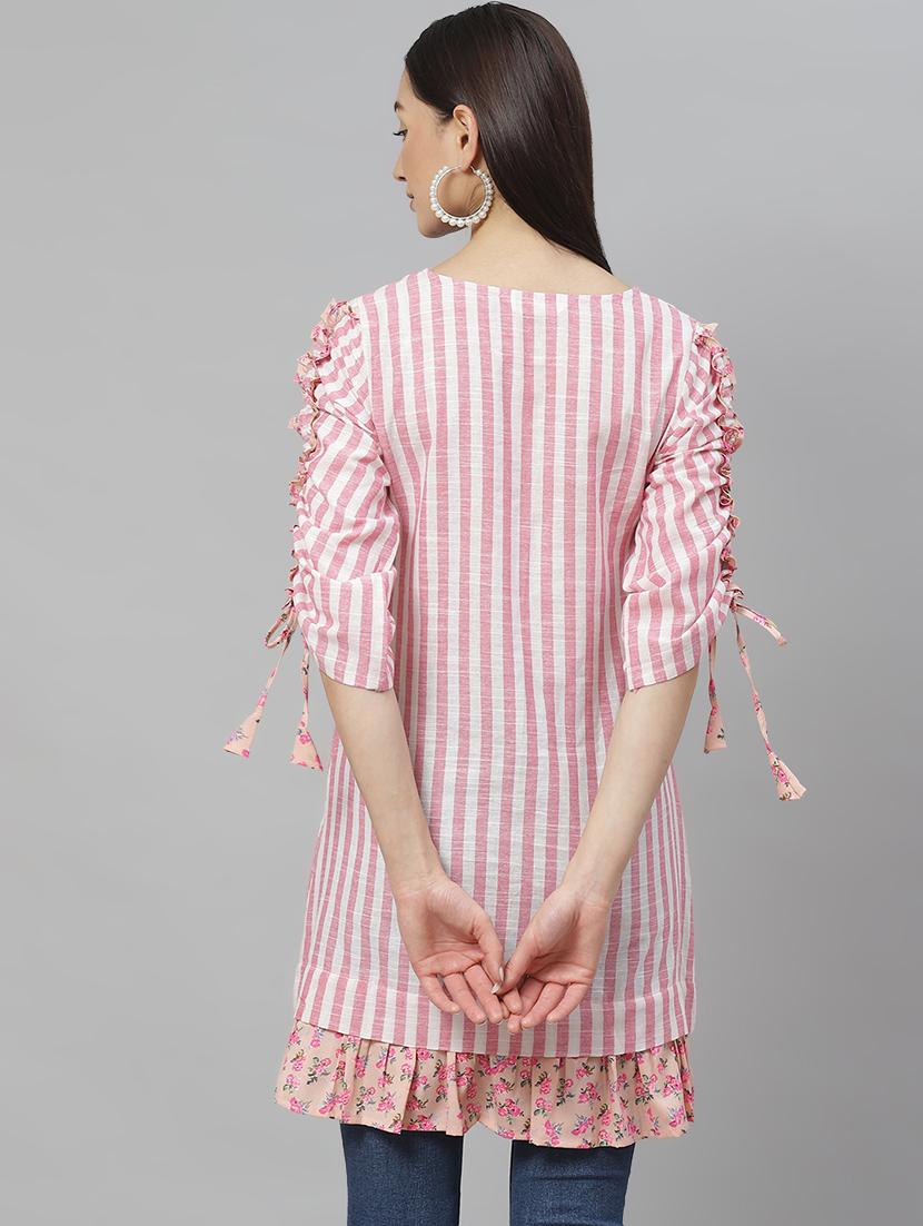 frill detail striped top - 17415699 - Zoom Image - 3