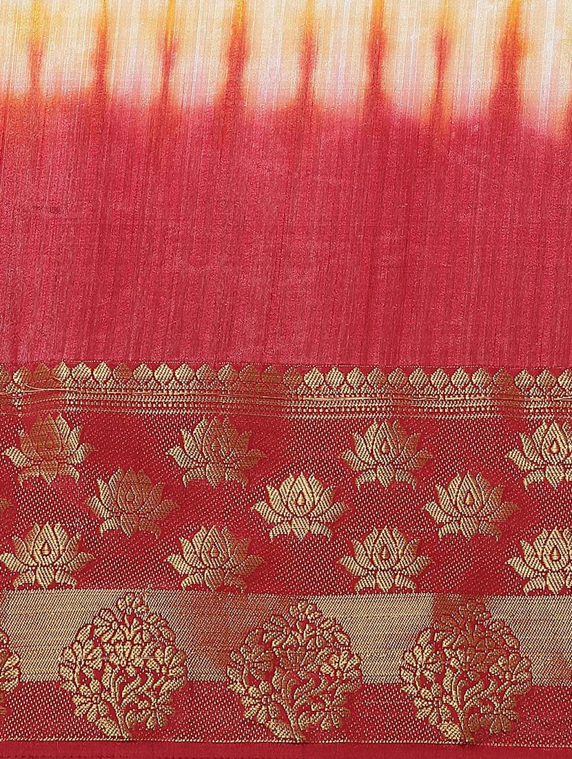 maroon silk blend woven saree with blouse - 17415897 - Zoom Image - 4