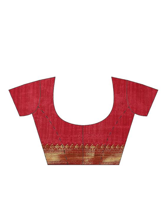 maroon silk blend woven saree with blouse - 17415897 - Zoom Image - 5
