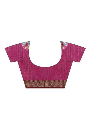 magenta woven saree with blouse - 17415902 - Standard Image - 5
