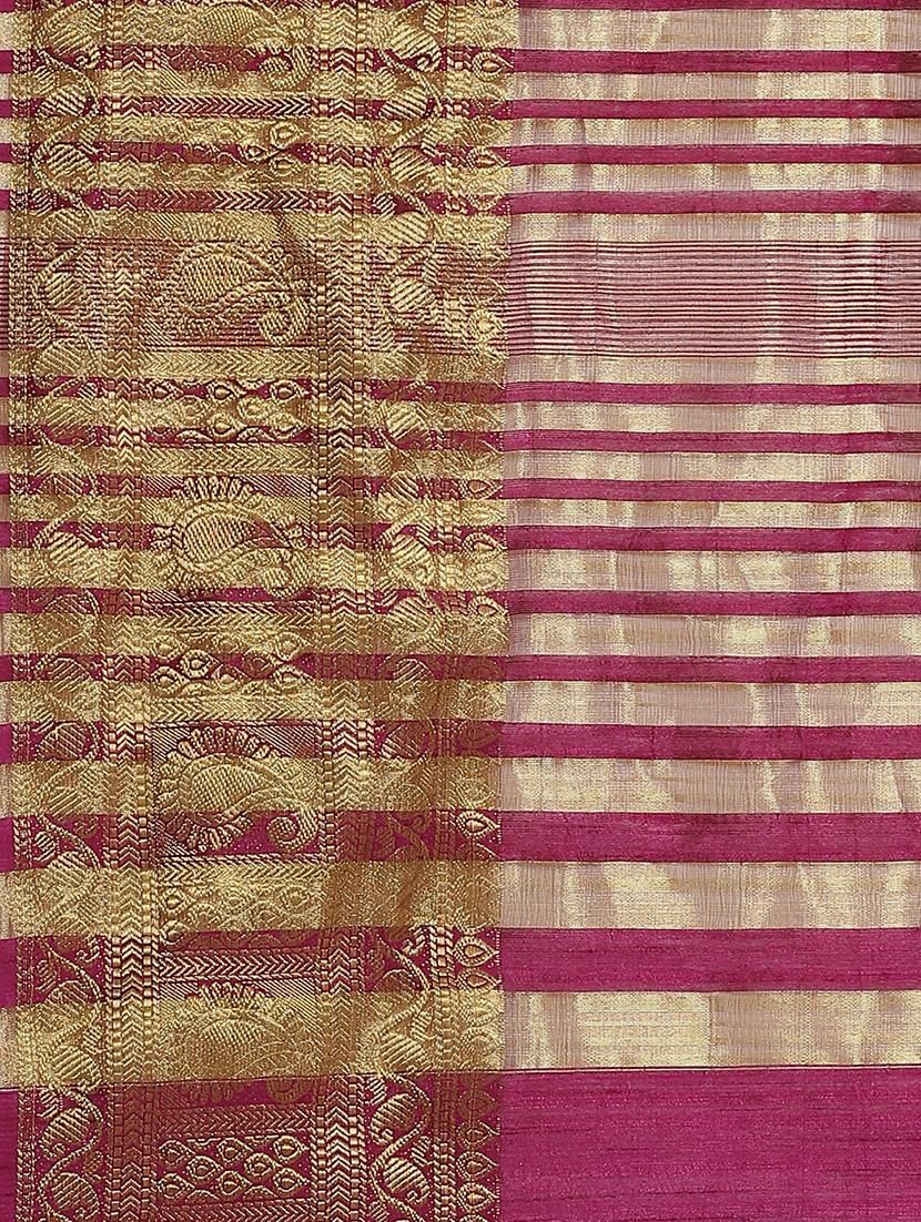 magenta woven saree with blouse - 17415902 - Zoom Image - 4