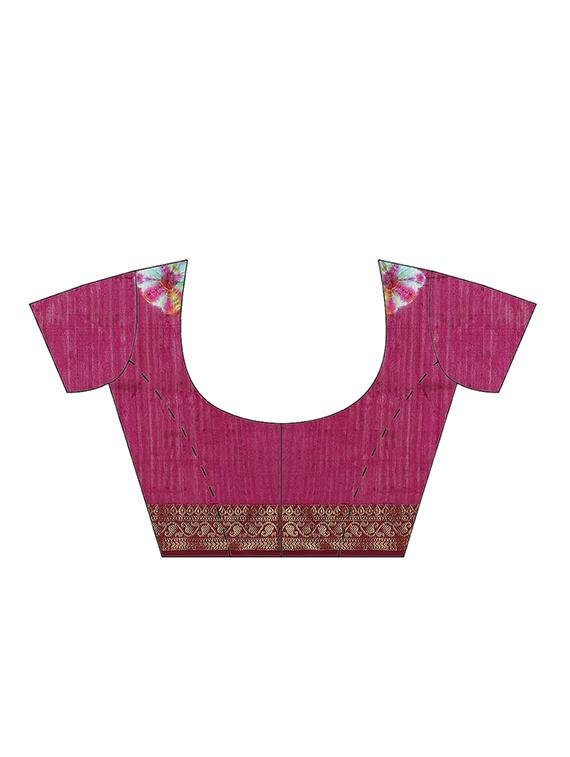 magenta woven saree with blouse - 17415902 - Zoom Image - 5