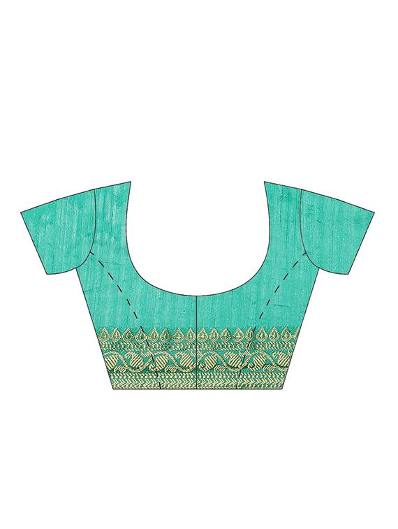turquoise woven saree with blouse - 17415904 - Zoom Image - 5