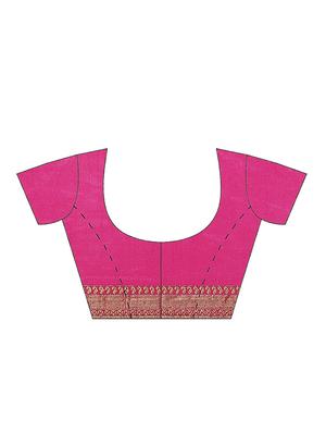 tie & dye woven saree with blouse - 17415906 - Standard Image - 5
