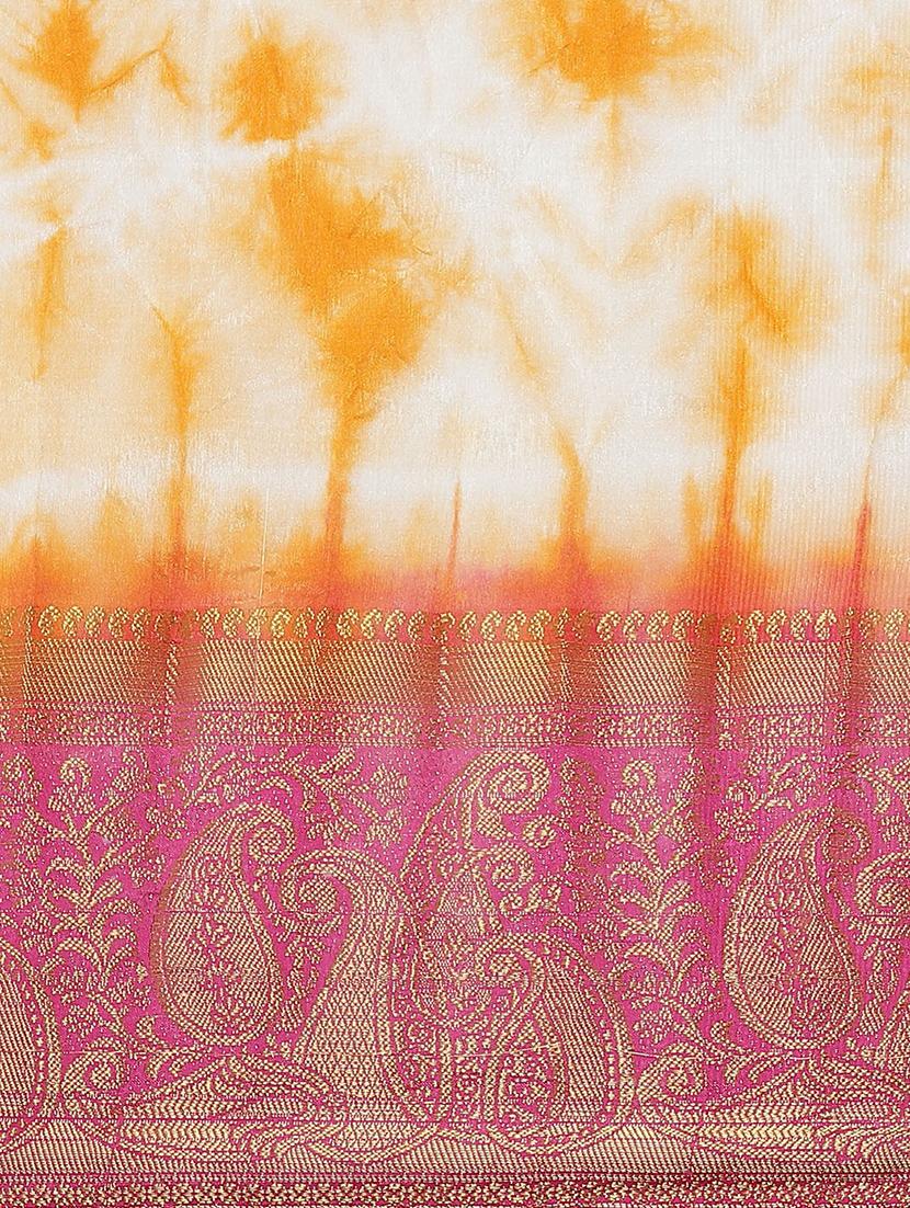 tie & dye woven saree with blouse - 17415906 - Zoom Image - 4