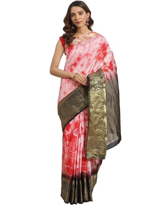 tie & dye woven saree with blouse - 17415907 - Standard Image - 1