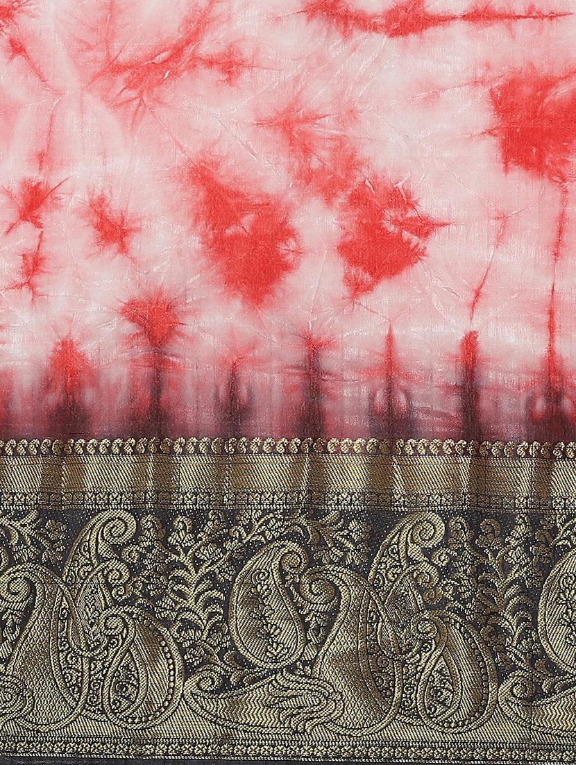 tie & dye woven saree with blouse - 17415907 - Zoom Image - 4