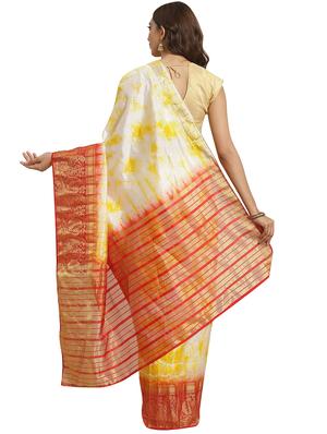 tie & dye woven saree with blouse - 17415908 - Standard Image - 2