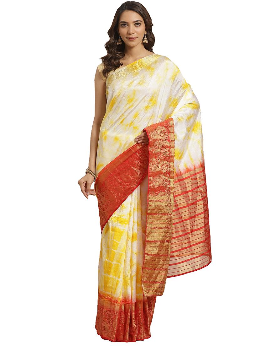 tie & dye woven saree with blouse - 17415908 - Zoom Image - 1