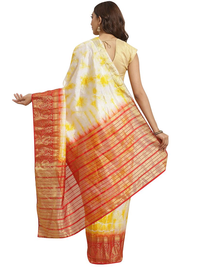 tie & dye woven saree with blouse - 17415908 - Zoom Image - 2
