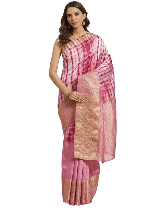 tie & dye woven saree with blouse - 17415911 - Standard Image - 1