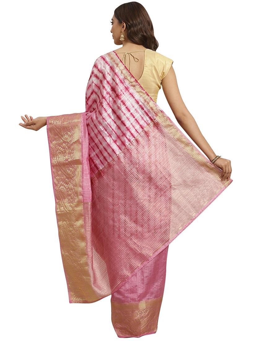 tie & dye woven saree with blouse - 17415911 - Zoom Image - 2