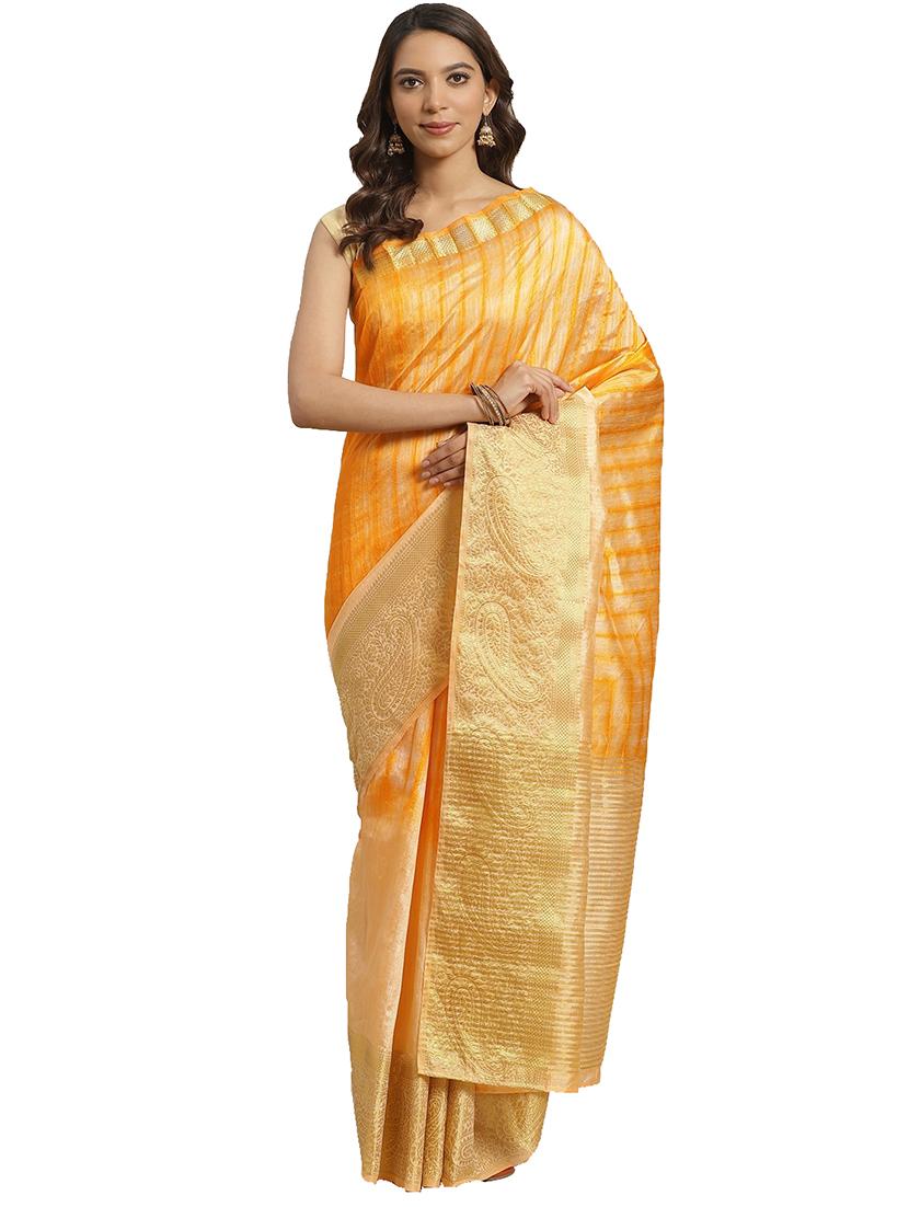 tie & dye woven saree with blouse - 17415912 - Zoom Image - 1
