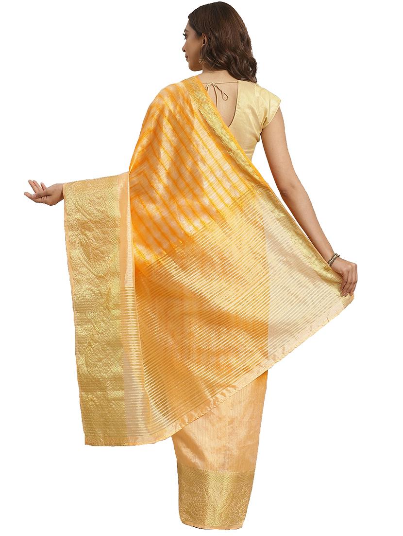 tie & dye woven saree with blouse - 17415912 - Zoom Image - 2