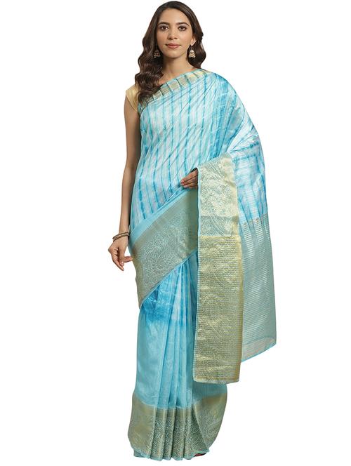 purist blue woven saree with blouse - 17415914 - Standard Image - 1