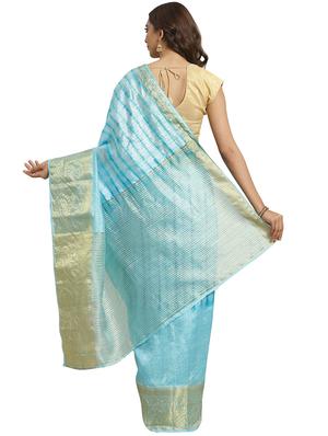 purist blue woven saree with blouse - 17415914 - Standard Image - 2