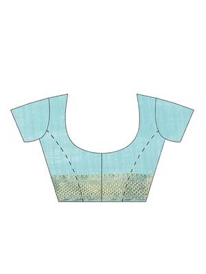 purist blue woven saree with blouse - 17415914 - Standard Image - 5