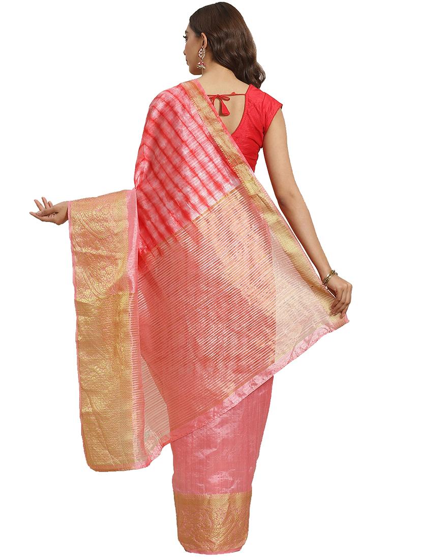 tie & dye woven saree with blouse - 17415915 - Zoom Image - 2