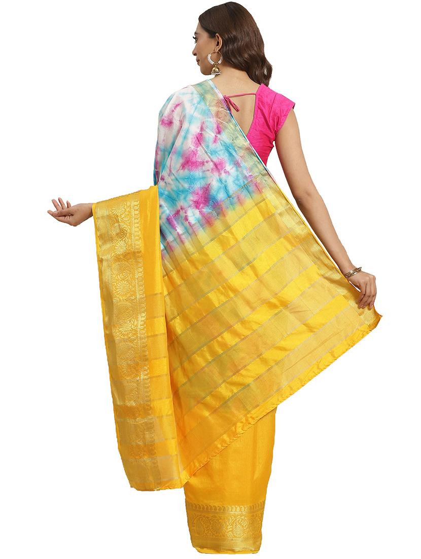 tie & dye woven saree with blouse - 17415923 - Zoom Image - 2