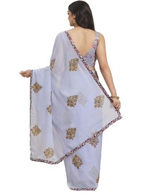 ethnic motif bordered saree with blouse - 17415927 - Standard Image - 2