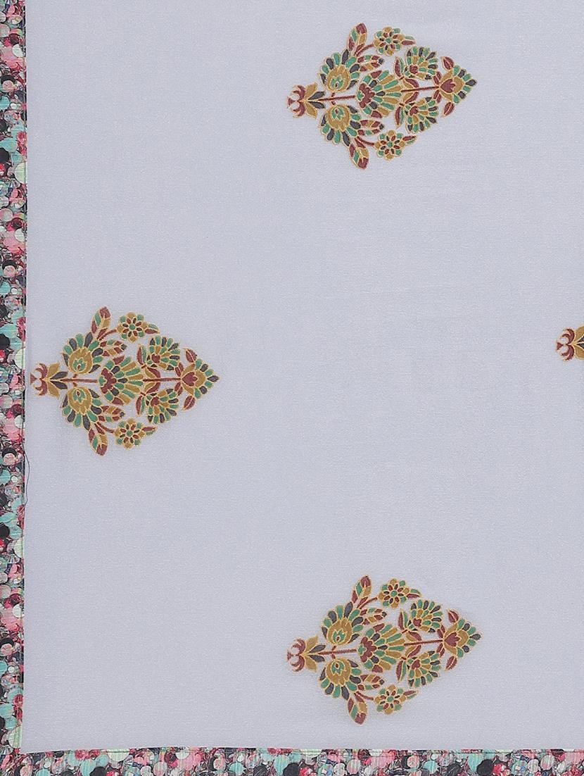 ethnic motif bordered saree with blouse - 17415927 - Zoom Image - 4