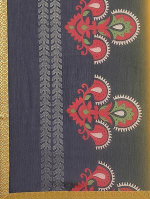 solid bordered saree with blouse - 17415928 - Standard Image - 3