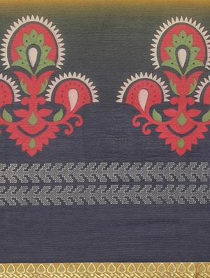 solid bordered saree with blouse - 17415928 - Standard Image - 4