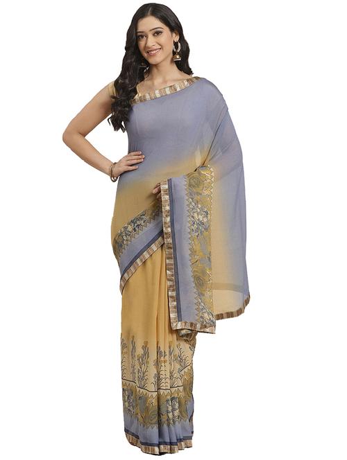 floral bordered saree with blouse - 17415930 - Standard Image - 1