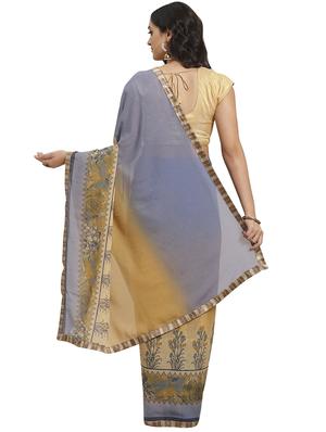 floral bordered saree with blouse - 17415930 - Standard Image - 2