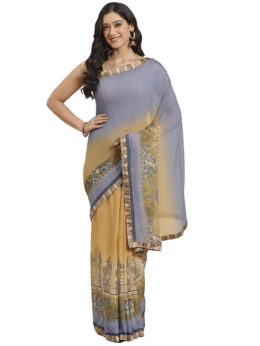 floral bordered saree with blouse - 17415930 - Zoom Image - 1