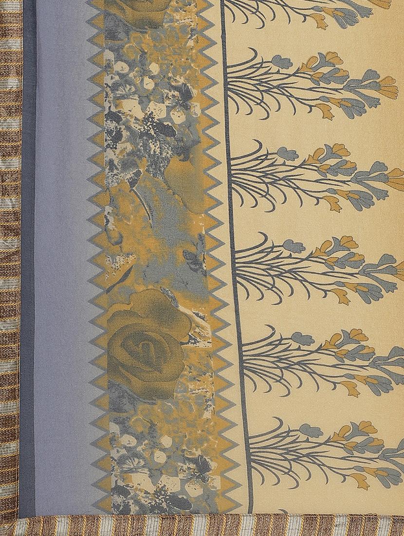 floral bordered saree with blouse - 17415930 - Zoom Image - 3