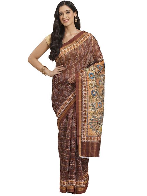 ethnic motif printed saree with blouse - 17415935 - Standard Image - 1